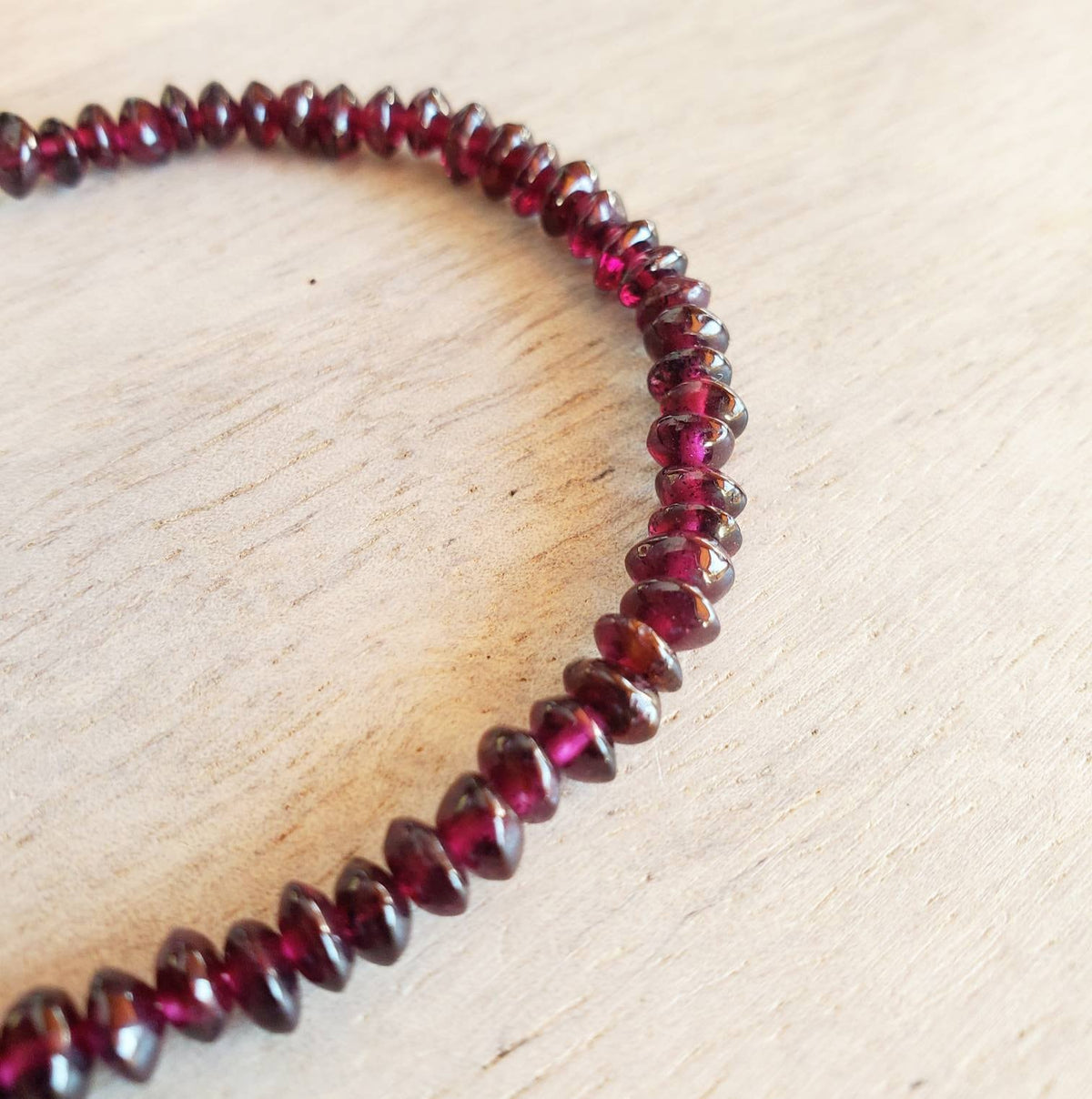 Genuine Garnet Bracelet, 925 Sterling Silver Clasp, January Birthstone Birthday Gift, Gift Boxed, Made in USA, Saucer Beads