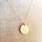 1976 Argentina Gold Sun Coin Necklace, 1 Peso, 12K Gold Filled 18 Inch Curb Chain, Gift Boxed, Made in USA by E. Ria Designs