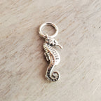 Solid .925 Sterling Silver Seahorse Charm, 3-D, Beach, Ocean, Sealife, Add to Bracelet or Necklace, Lobster Clasp Optional, E. Ria Designs