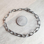 Silver Stainless Steel Drawn Cable Chain Charm Bracelet, Made in USA, Lobster Claw Clasp, Gift Boxed, E. Ria Designs