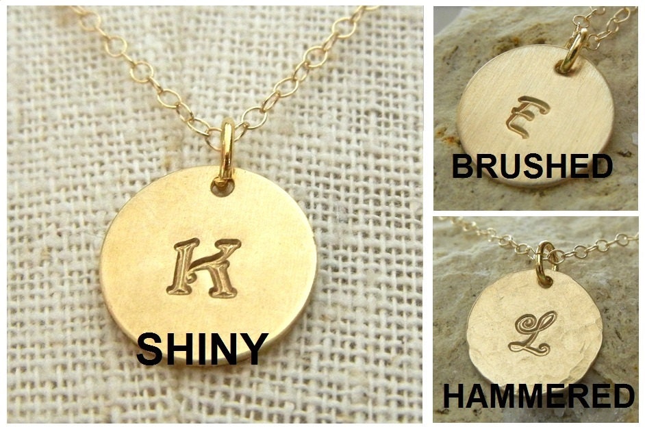 Two Charm Initial Necklace | Hand Stamped Gold Filled | Gold Letter Necklace | 14k Gold Filled Necklace by E. Ria Designs, Gift Boxed