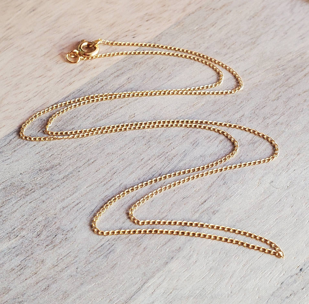 Fine Dainty Delicate 12K Gold Filled Curb Chain for Small Charm or Pendant, 18" Eighteen Inch Gold Necklace, E. Ria Designs, Gift Boxed