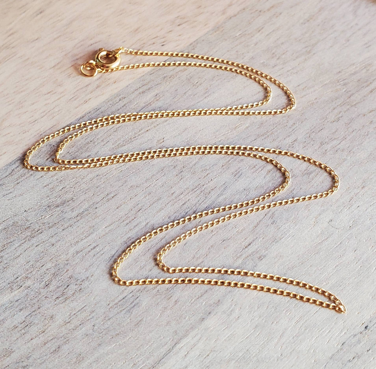 Fine Dainty Delicate 12K Gold Filled Curb Chain for Small Charm or Pendant, 18" Eighteen Inch Gold Necklace, E. Ria Designs, Gift Boxed