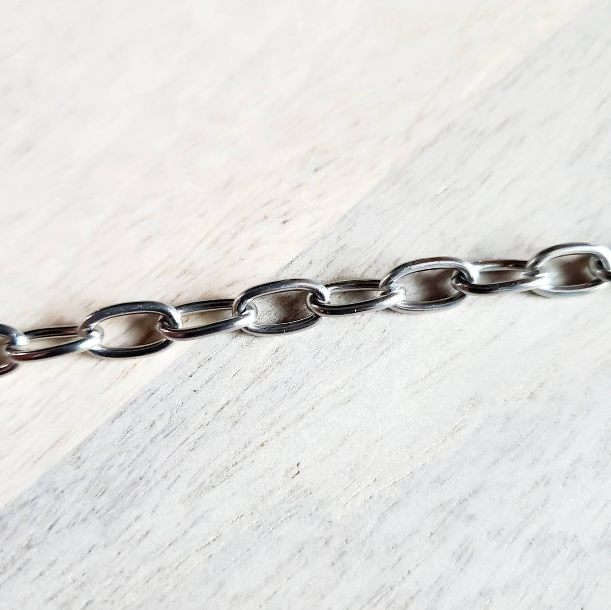 Silver Stainless Steel Drawn Cable Chain Charm Bracelet, Made in USA, Lobster Claw Clasp, Gift Boxed, E. Ria Designs