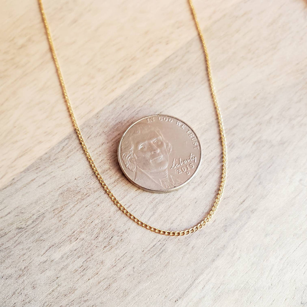 Fine Dainty Delicate 12K Gold Filled Curb Chain for Small Charm or Pendant, 18" Eighteen Inch Gold Necklace, E. Ria Designs, Gift Boxed