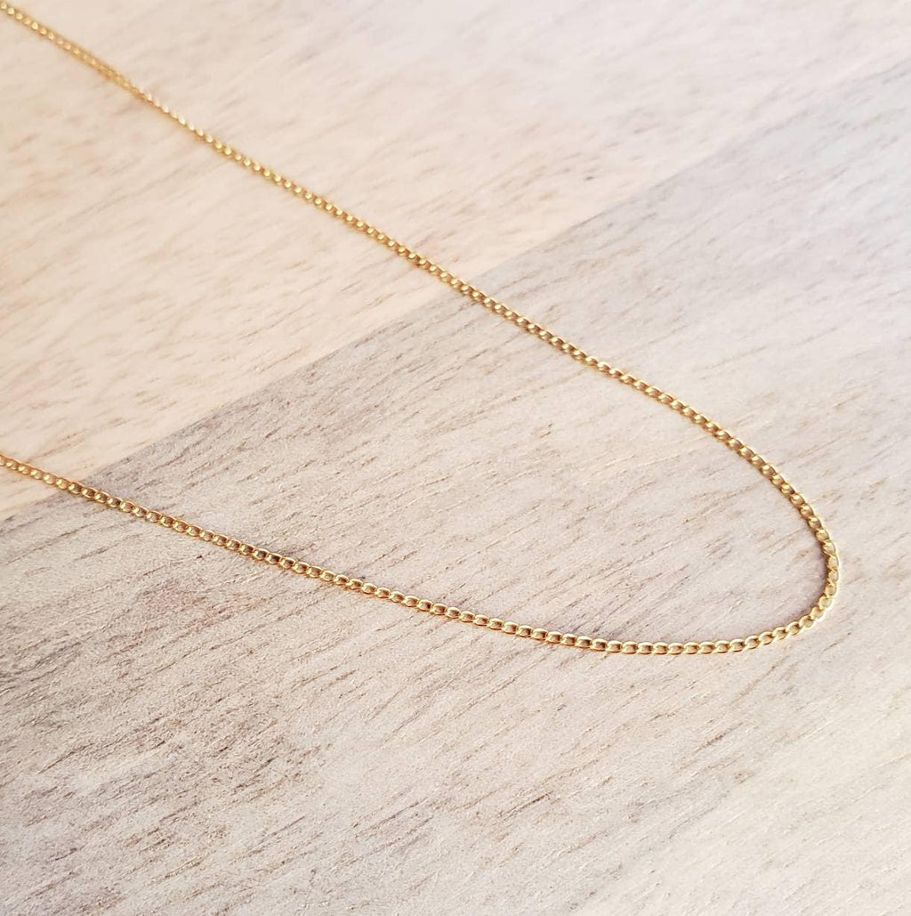 Fine Dainty Delicate 12K Gold Filled Curb Chain for Small Charm or Pendant, 18" Eighteen Inch Gold Necklace, E. Ria Designs, Gift Boxed