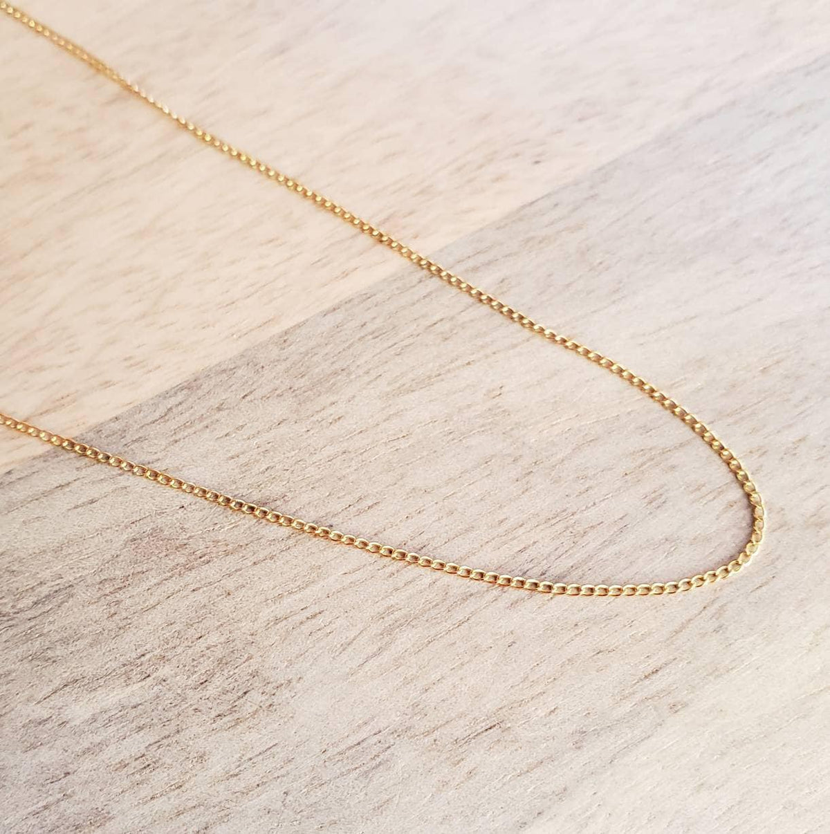 Fine Dainty Delicate 12K Gold Filled Curb Chain for Small Charm or Pendant, 18" Eighteen Inch Gold Necklace, E. Ria Designs, Gift Boxed