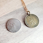 Vintage Gardener Coin Necklace, Old Czechoslovakia 1 Koruna, Woman, Farmer, Plant, Gift for Garden Enthusiast, Agrarian, Handmade, Gift Box