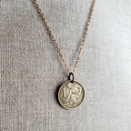Vintage Gardener Coin Necklace, Old Czechoslovakia 1 Koruna, Woman, Farmer, Plant, Gift for Garden Enthusiast, Agrarian, Handmade, Gift Box