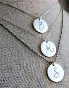 Silver Initial Necklace, Sterling Silver (.925) Letter Jewelry, Script, Uppercase, by E. Ria Designs