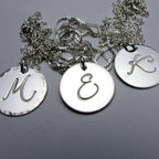 Silver Initial Necklace, Sterling Silver (.925) Letter Jewelry, Script, Uppercase, by E. Ria Designs