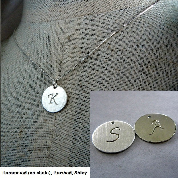 Silver Initial Necklace, Sterling Silver (.925) Letter Jewelry, Script, Uppercase, by E. Ria Designs