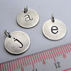 Rustic Hand Stamped Three-Letter Charm Necklace, Antiqued (Oxidized) Sterling Silver Initial Pendants on Chain, Hand Crafted in USA