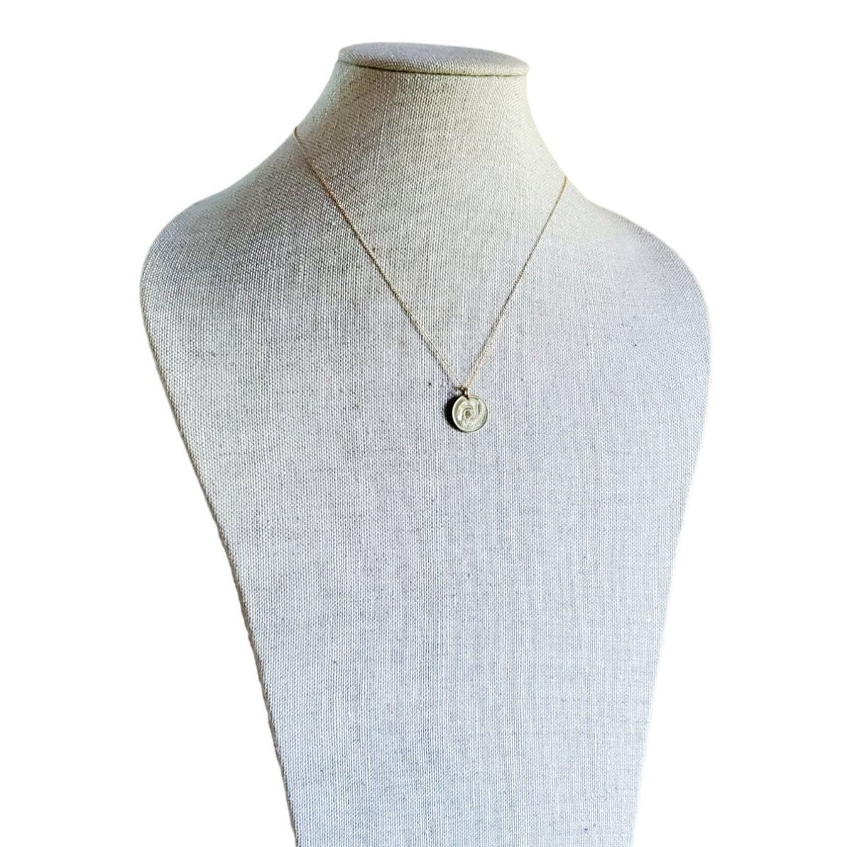 1983 Cyprus Coin Necklace, Stylized Bird, Leaf, 18 Inch 12K Gold Filled Chain, Made in USA by E. Ria Designs, Gift Boxed