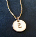 Gold Initial Necklace, Letter Charm, Little 14k Gold Filled Pendant | Hand Stamped Personalized Jewelry, by E. Ria Designs