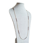Neutral Glass Seed Bead Necklace, Long Brown, Cream, Ivory Chain, Hand Beaded Jewelry, Artisan Made in USA, E. Ria Designs, Gift Boxed