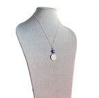 1986 Jamaica Flower 10 Cent Coin Necklace, Cobalt Blue Czech Glass Flower Bead Silver Detail, 925 Sterling Silver Cable Chain, Gift Boxed