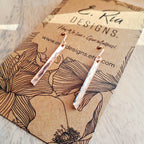 Hammered Rose Gold Filled Skinny Vertical Bar Earrings, French Ear Wires, 14K GF, Gift Boxed, Minimalist Design, E. Ria Designs, Made in USA
