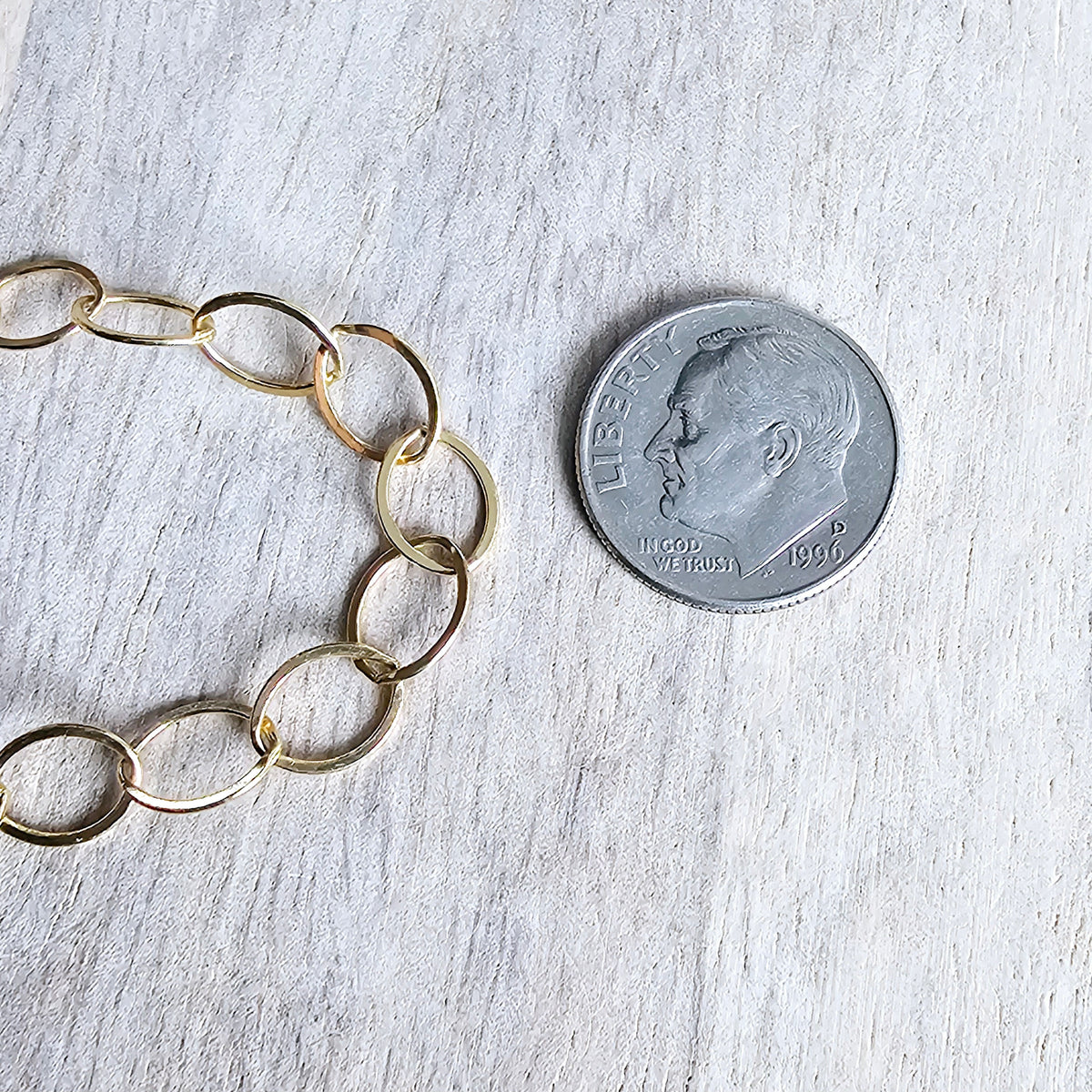 Gold Oval Bracelet, 14K Gold Filled Links, Adjustable Gold Bracelet, Flat Wire, Gift Box Jewelry, Made in USA, Handcrafted by E. Ria Designs