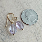 Sparkly Pink + Gold Earrings, 14K Gold Filled Ear Wire, Genuine Faceted Oval Pink Amethyst Beads, February Birth Stone Gift Box Eriadesigns