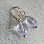 Sparkly Pink + Gold Earrings, 14K Gold Filled Ear Wire, Genuine Faceted Oval Pink Amethyst Beads, February Birth Stone Gift Box Eriadesigns