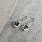 Smokey Gray Oval Bezel Set Crystal Earrings, .925 Sterling Silver Ear Wires, Made in USA, Sparkly Formal Dance Jewelry, Grey Earrings