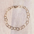 Gold Oval Bracelet, 14K Gold Filled Links, Adjustable Gold Bracelet, Flat Wire, Gift Box Jewelry, Made in USA, Handcrafted by E. Ria Designs