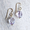 Sparkly Pink + Gold Earrings, 14K Gold Filled Ear Wire, Genuine Faceted Oval Pink Amethyst Beads, February Birth Stone Gift Box Eriadesigns