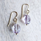 Sparkly Pink + Gold Earrings, 14K Gold Filled Ear Wire, Genuine Faceted Oval Pink Amethyst Beads, February Birth Stone Gift Box Eriadesigns