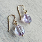 Sparkly Pink + Gold Earrings, 14K Gold Filled Ear Wire, Genuine Faceted Oval Pink Amethyst Beads, February Birth Stone Gift Box Eriadesigns