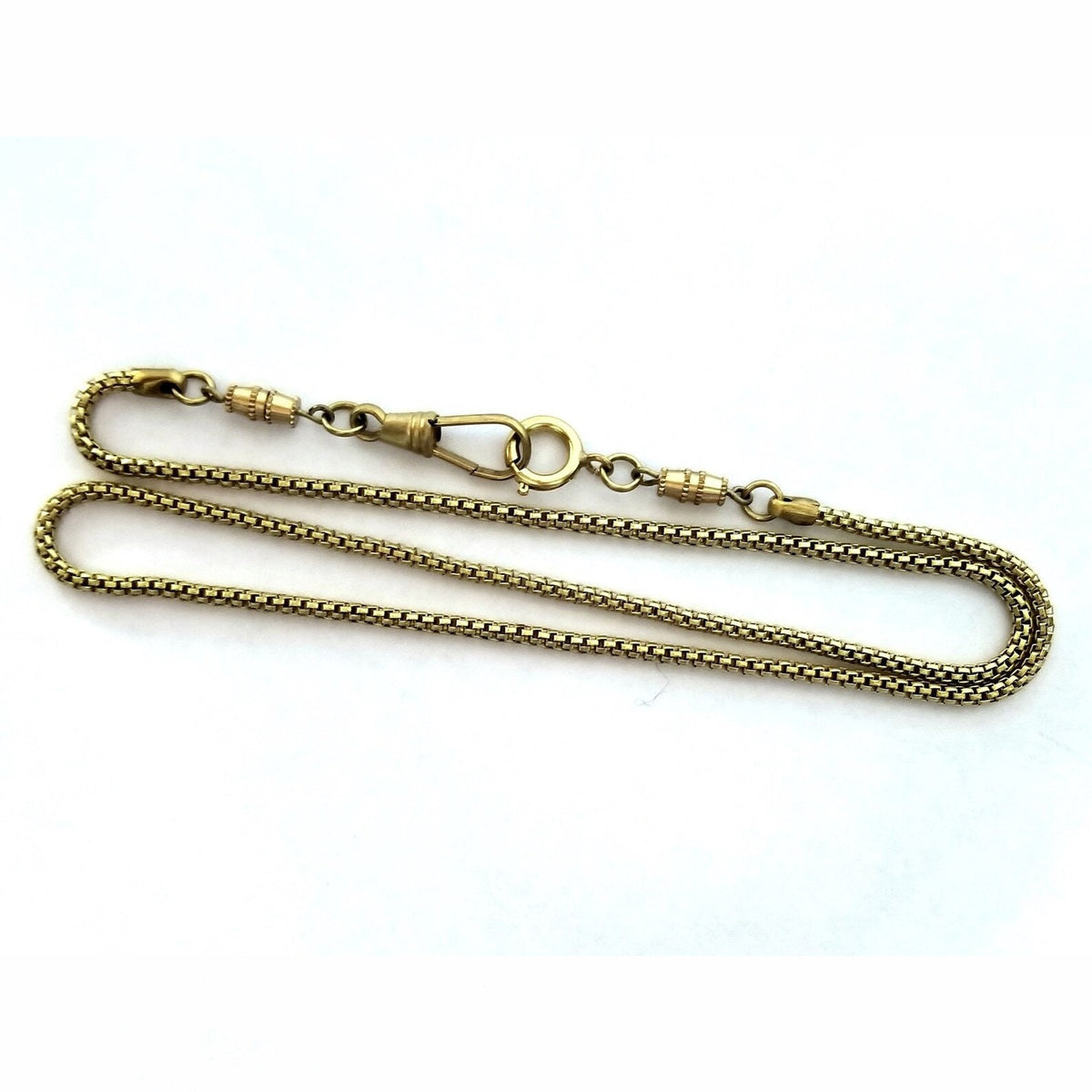 Vintage Brass Watch Fob Style Chain, Men's Necklace, Large Spring Ring, Lobster Clasp, Twist Barrel, 2.25 mm, Unisex, Antiqued Yellow Brass