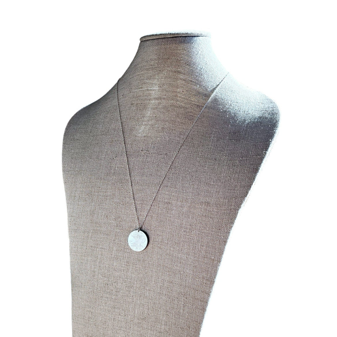 Vintage Italy Coin Necklace, Italia 50 Centesimi, Sterling Silver Cable Chain, 1940 or 1942, Gift Boxed, Handmade in USA, E. Ria Designs