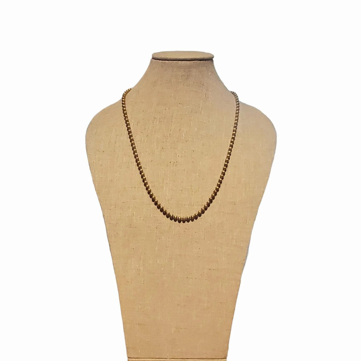 Vintage Brass Ball Chain, Bead Dog Tag Style Men's Necklace, Lobster Clasp, 24.5 Inches, 62 cm, 4.5 mm Wide, Unisex Jewelry