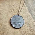 Vintage Italy Coin Necklace, Italia 50 Centesimi, Sterling Silver Cable Chain, 1940 or 1942, Gift Boxed, Handmade in USA, E. Ria Designs