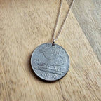 Vintage Italy Coin Necklace, Italia 50 Centesimi, Sterling Silver Cable Chain, 1940 or 1942, Gift Boxed, Handmade in USA, E. Ria Designs