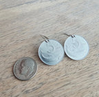 1987 Italy 5 Lira Dolphin Vintage Coin Earrings, .925 Sterling Silver Ear Wires, Lightweight Aluminum, Handcrafted in USA by E. Ria Designs