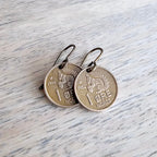 Norway Squirrel Coin Earrings, Solid Brass Ear Wires, Handmade Jewelry Made in USA by E. Ria Designs, Gift Boxed