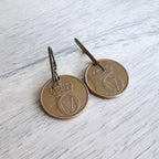Norway Squirrel Coin Earrings, Solid Brass Ear Wires, Handmade Jewelry Made in USA by E. Ria Designs, Gift Boxed