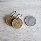Norway Squirrel Coin Earrings, Solid Brass Ear Wires, Handmade Jewelry Made in USA by E. Ria Designs, Gift Boxed