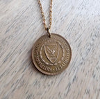 Genuine Cyprus Ship Coin Necklace, Kibris Cumhuriyeti 5 Mils, Vintage Brass Coin, Birthday Anniversary Gift, Artisan Handcrafted in USA