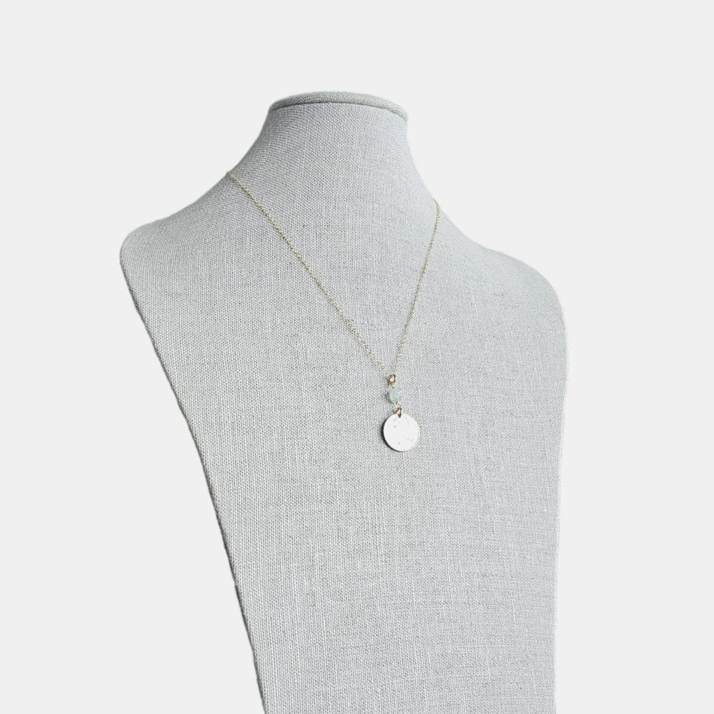 French Coin & Aquamarine Necklace, 14K Gold Filled Cable Chain, Marianne, March Birthstone, Gift Boxed, Handmade in USA Eriadesigns