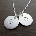 Two Silver Initial Charm Necklace, Double Silver Letter Pendant Necklace, Brushed .925 Silver CHELSEA by E. Ria Designs