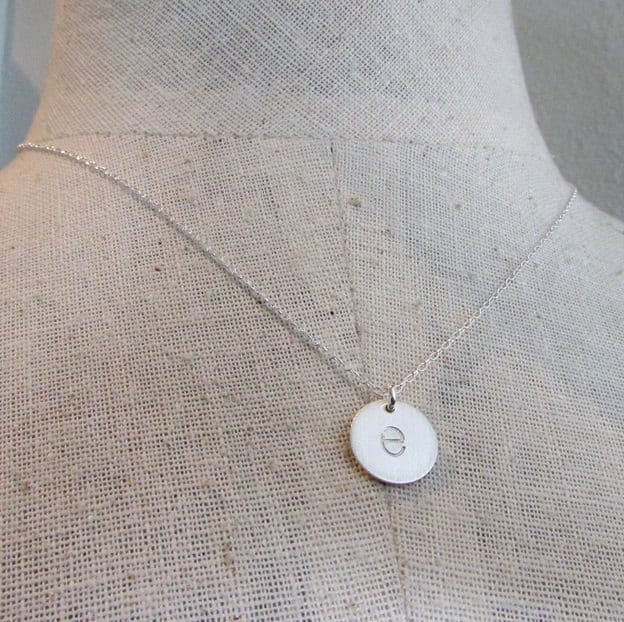 Silver Letter Necklace, Silver Initial Necklace, Lowercase Typewriter, Letter Charm 925 Sterling Silver, Chelsea Initial Necklace by E Ria