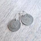 1963 Cyprus Pinecone Coin Earrings, Kibris Kumhuriyeti, 25 Mil, Cedar Tree, Sterling Silver Ear Wires, Gift Box, ERiaDesigns, Birthday Gift