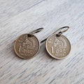 Norway Squirrel Coin Earrings, Solid Brass Ear Wires, Handmade Jewelry Made in USA by E. Ria Designs, Gift Boxed