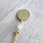 French Coin & Aquamarine Necklace, 14K Gold Filled Cable Chain, Marianne, March Birthstone, Gift Boxed, Handmade in USA Eriadesigns