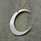 Crescent Moon Necklace, Silver Moon Necklace, Crescent Moon Pendant, Silver Crescent Moon Charm Necklace Hammered Silver Moon Brushed Silver