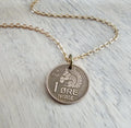 Squirrel Necklace, Crown Coin, Norway Squirrel Acorn Ore, Red Brass Cable Chain, Norwegian Gift, Handcrafted Artisan Jewelry E. Ria Designs