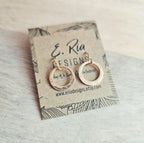 Hammered Dainty Gold Hoop Earrings, 14K Gold Filled Hand Cut Artisan Earrings on French Ear Wires, Made in USA by E. Ria Designs, Gift Boxed