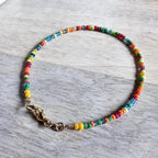 Multi-Colored Bright Glass Bead Bracelet, Red, Blue, Orange, Green 14K Gold Filled Lobster Clasp, E. Ria Designs, Artisan Made Jewelry